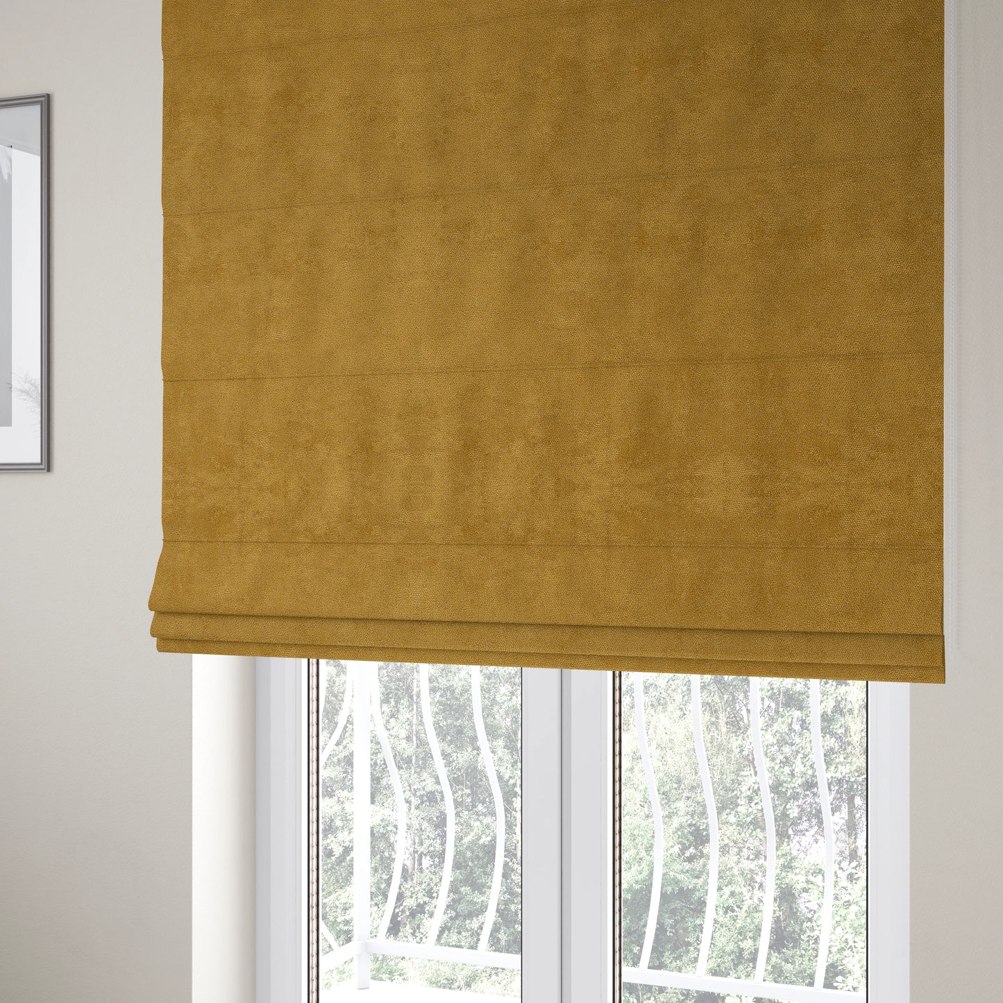 Ammara Soft Crushed Chenille Upholstery Fabric Gold Beige Colour - Roman Blinds