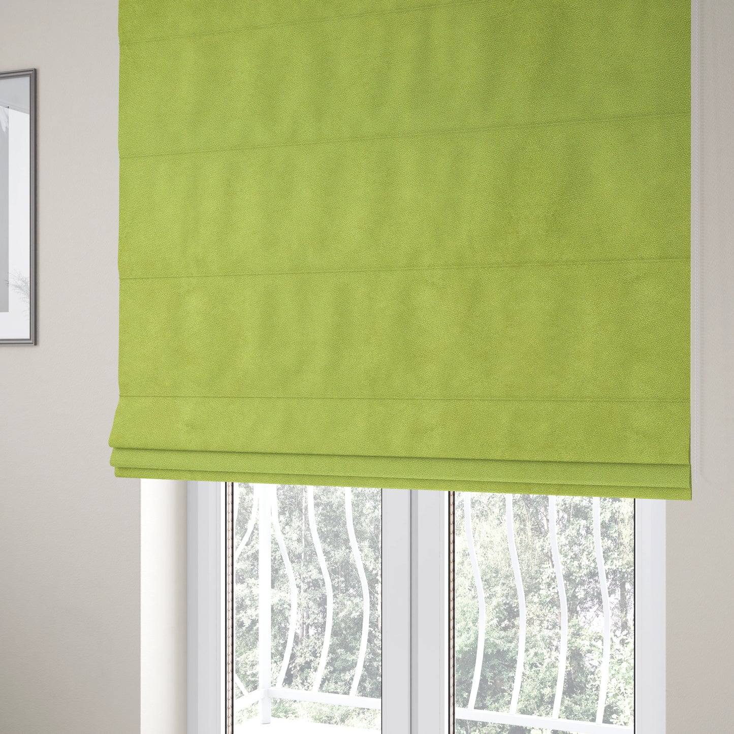 Ammara Soft Crushed Chenille Upholstery Fabric Lemon Lime Green Colour - Roman Blinds