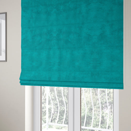 Ammara Soft Crushed Chenille Upholstery Fabric Teal Blue Colour - Roman Blinds