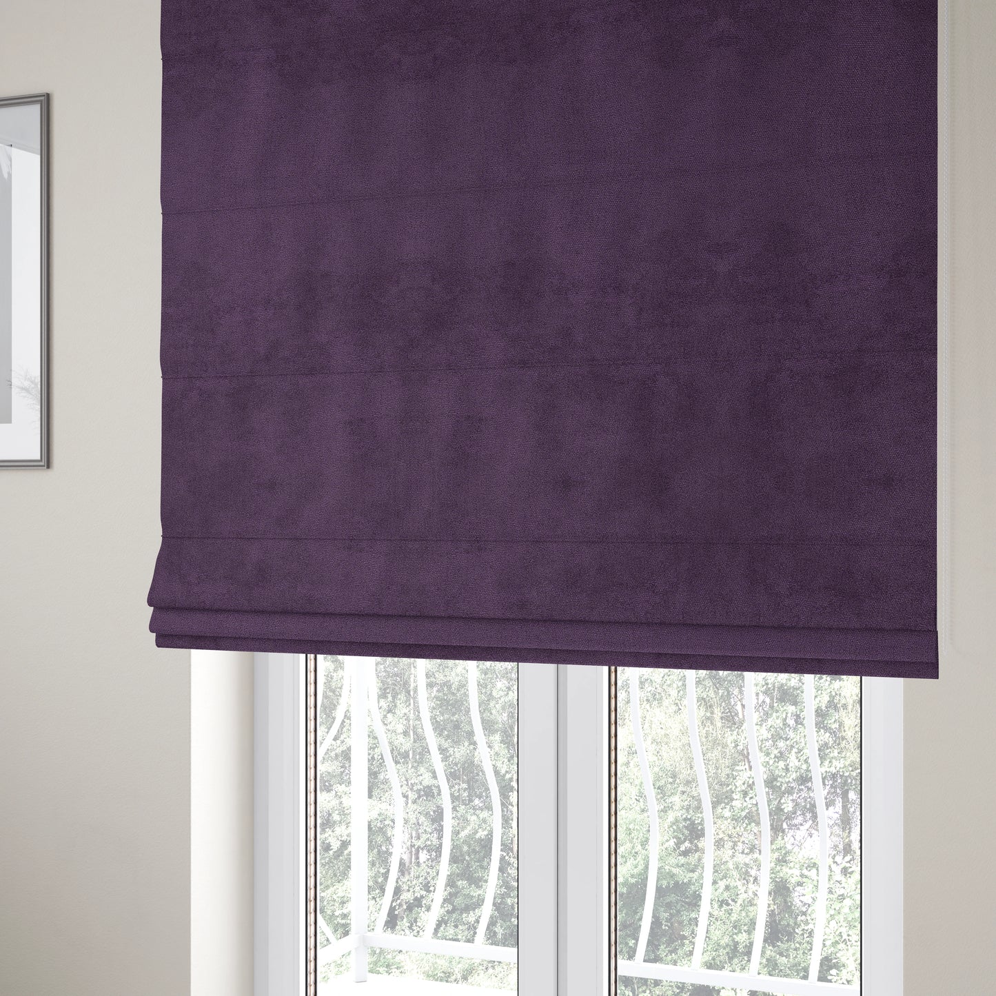 Ammara Soft Crushed Chenille Upholstery Fabric Plum Purple Colour - Roman Blinds