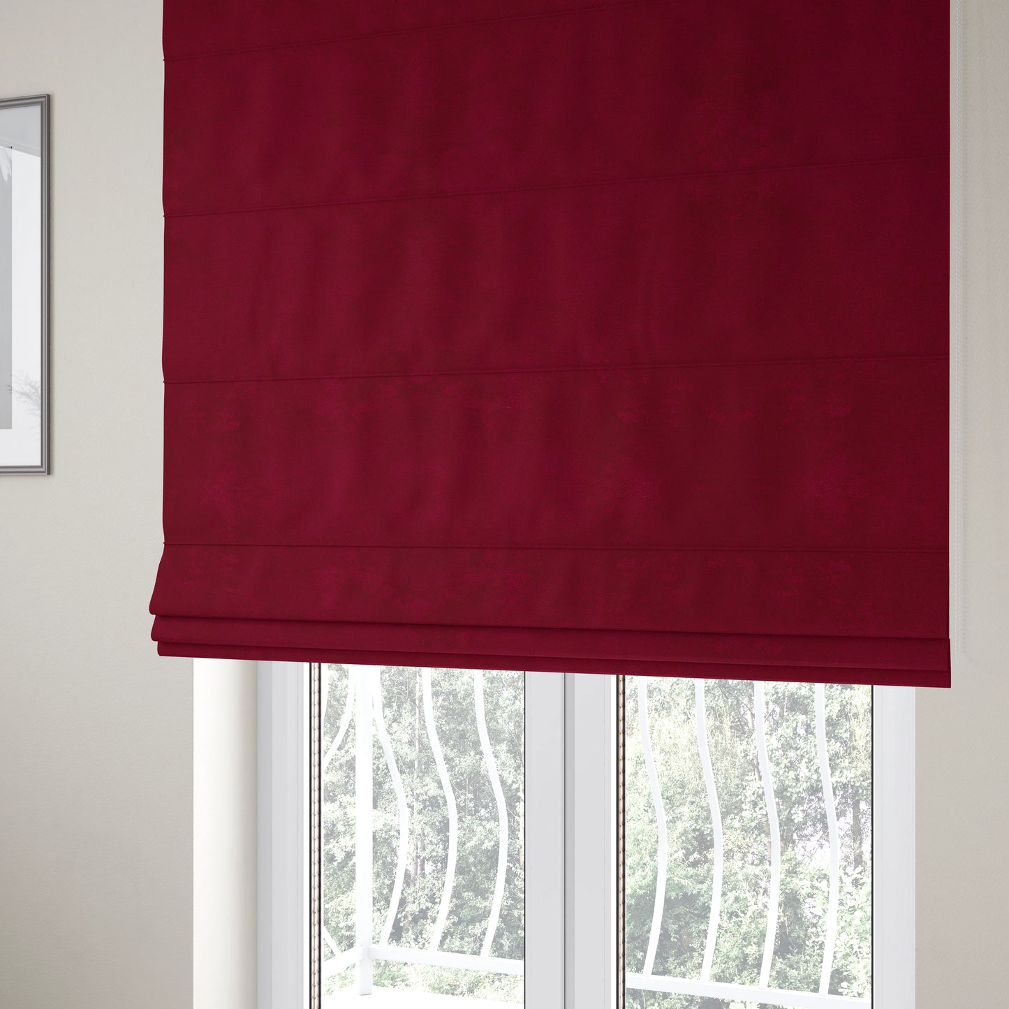 Ammara Soft Crushed Chenille Upholstery Fabric Cardinal Red Colour - Roman Blinds