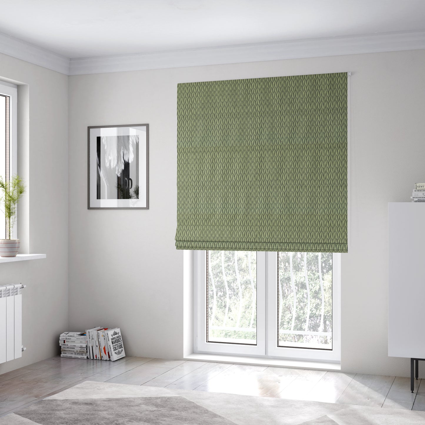 Arlington Geometric Pattern Printed On Linen Effect Chenille Material Grey Coloured Furnishing Fabrics - Roman Blinds