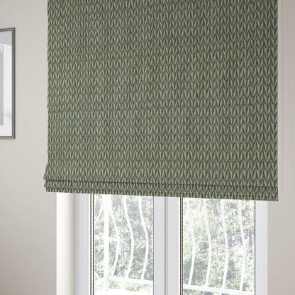 Arlington Geometric Pattern Printed On Linen Effect Chenille Material Blue Coloured Furnishing Fabrics - Roman Blinds