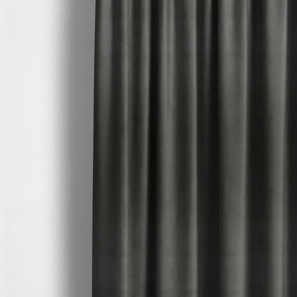 Austin Low Velour Chenille Velvet Soft Upholstery Fabric Grey Black Colour - Made To Measure Curtains