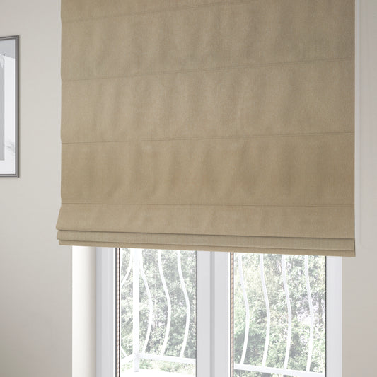 Baffin Plain Durable Soft Tweedy Effect Chenille Upholstery Fabric Beige Colour - Roman Blinds