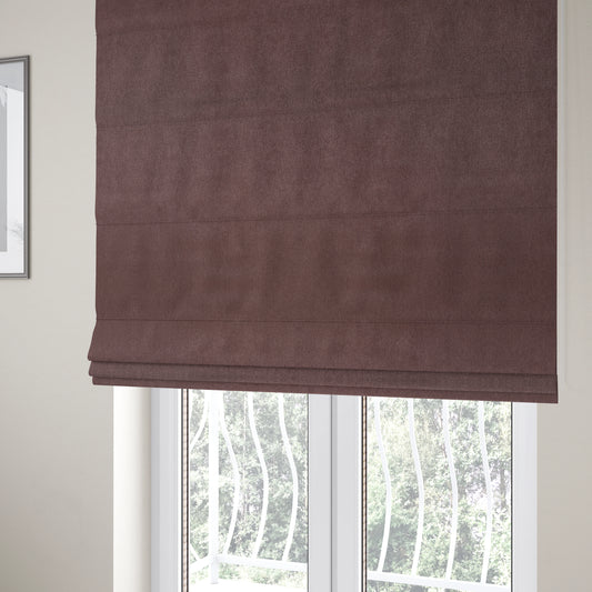 Baffin Plain Durable Soft Tweedy Effect Chenille Upholstery Fabric Purple Wine Colour - Roman Blinds