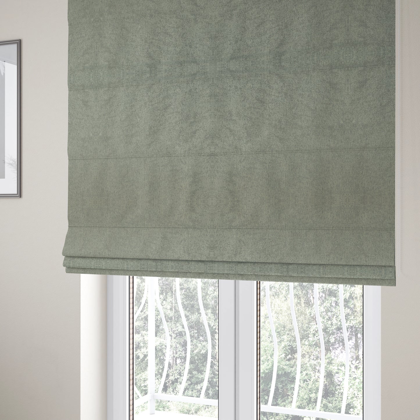 Baffin Plain Durable Soft Tweedy Effect Chenille Upholstery Fabric Silver Colour - Roman Blinds