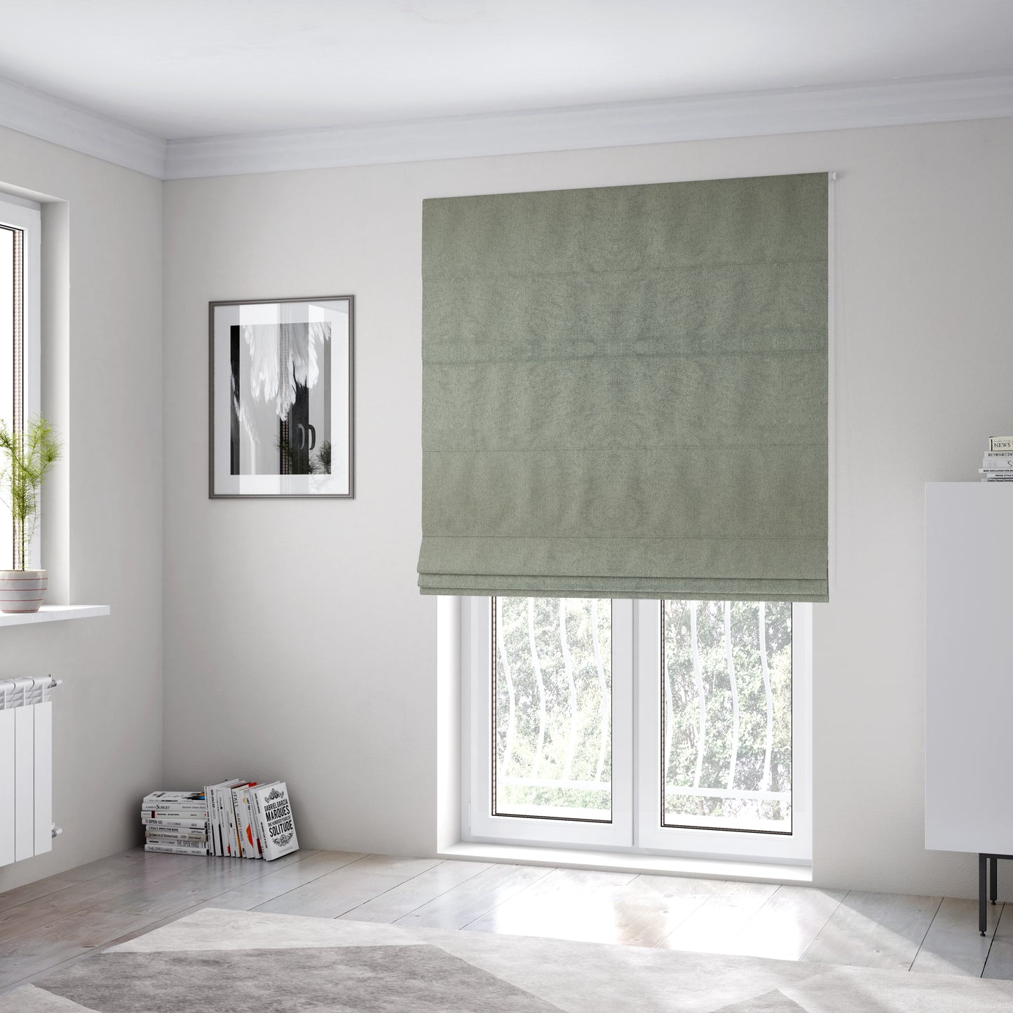 Baffin Plain Durable Soft Tweedy Effect Chenille Upholstery Fabric Silver Colour - Roman Blinds