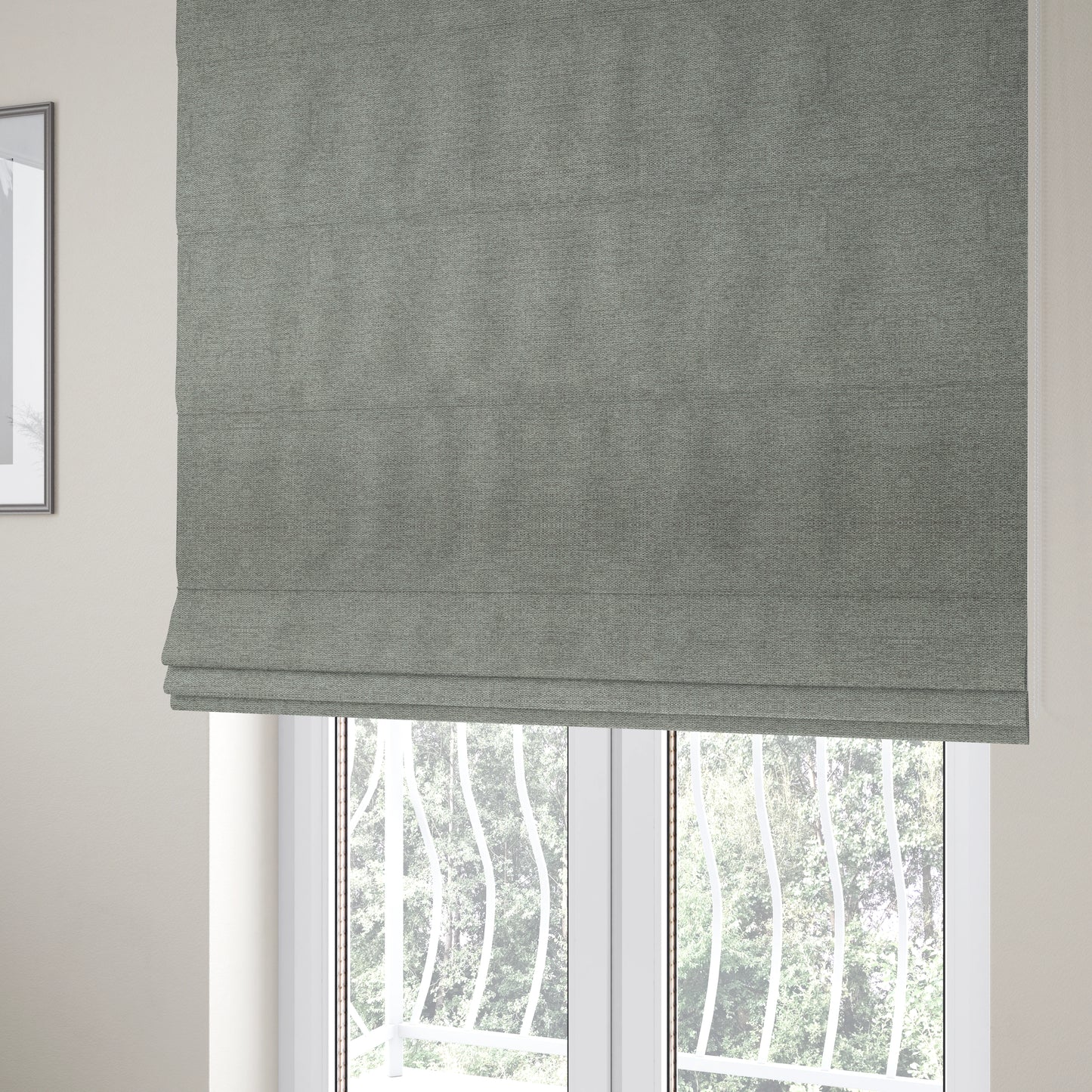 Bahamas Textured Chenille Upholstery Furnishing Fabric In Pewter Grey - Roman Blinds