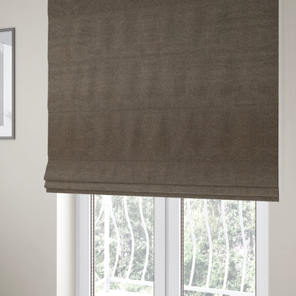 Bahamas Textured Chenille Upholstery Furnishing Fabric In Brown - Roman Blinds