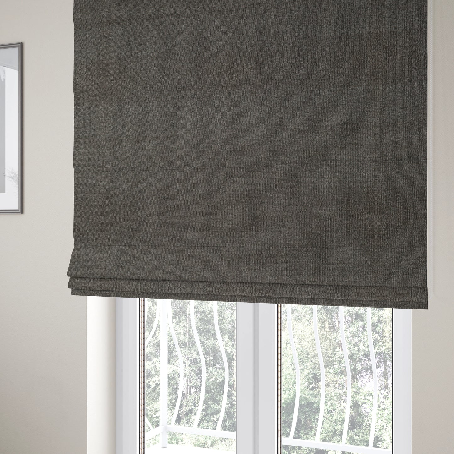 Bahamas Textured Chenille Upholstery Furnishing Fabric In Dark Brown - Roman Blinds