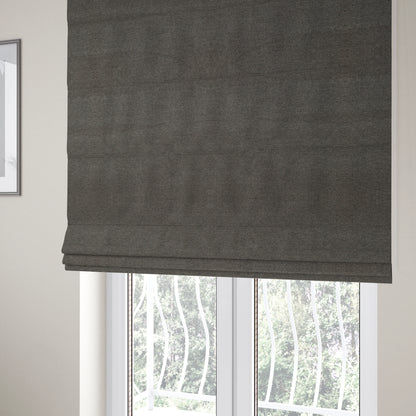 Bahamas Textured Chenille Upholstery Furnishing Fabric In Dark Brown - Roman Blinds