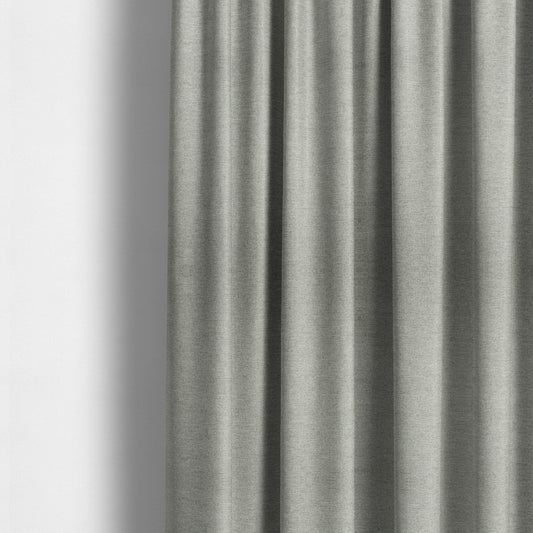 Bahamas Textured Chenille Upholstery Furnishing Fabric In Silver - Made To Measure Curtains