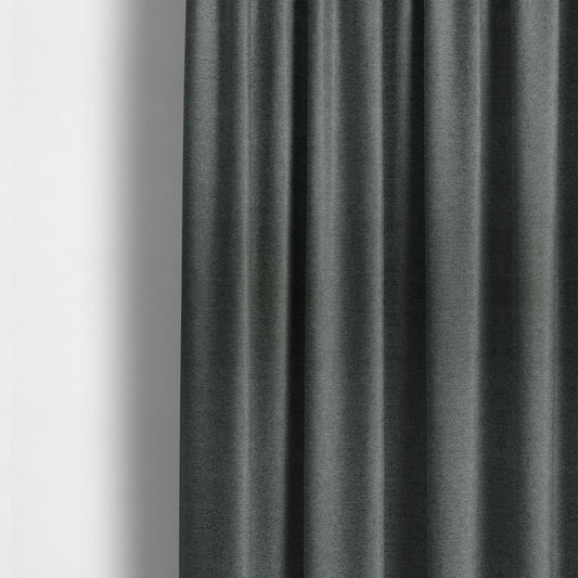 Bahamas Textured Chenille Upholstery Furnishing Fabric In Black - Made To Measure Curtains