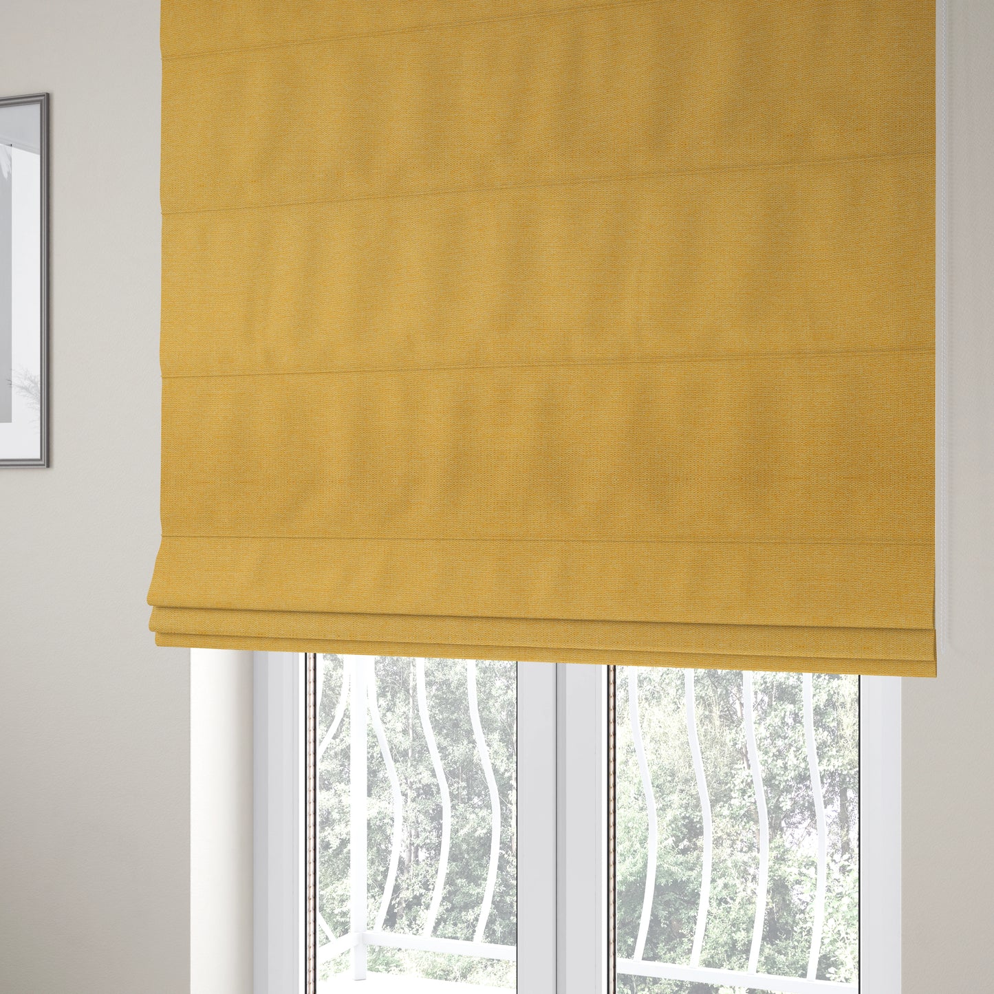 Bahamas Textured Chenille Upholstery Furnishing Fabric In Yellow - Roman Blinds