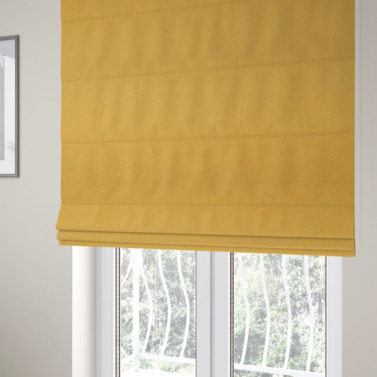 Bahamas Textured Chenille Upholstery Furnishing Fabric In Yellow - Roman Blinds