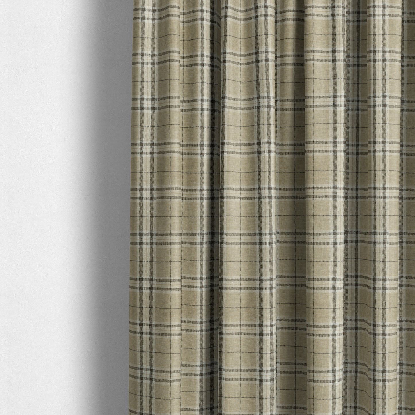 Barlow Tweed Textured Check Tartan Beige Furnishing Upholstery Fabric - Made To Measure Curtains