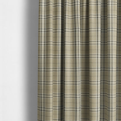 Barlow Tweed Textured Check Tartan Beige Furnishing Upholstery Fabric - Made To Measure Curtains