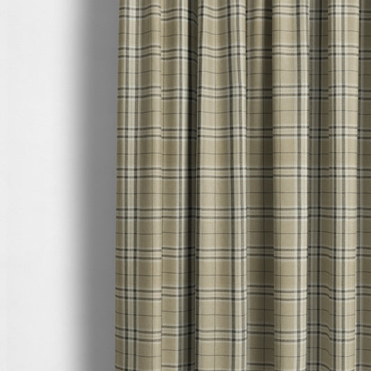 Barlow Tweed Textured Check Tartan Beige Furnishing Upholstery Fabric - Made To Measure Curtains