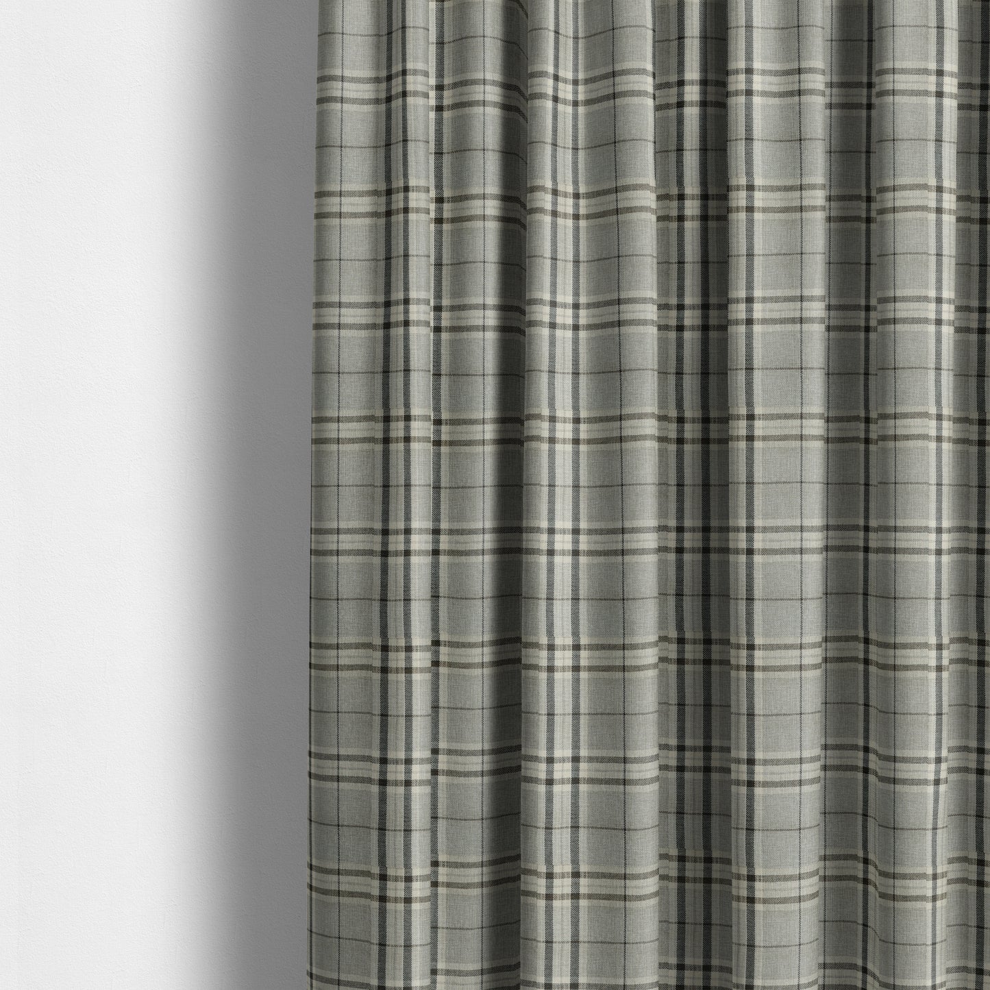 Barlow Tweed Textured Check Tartan Silver Grey Furnishing Upholstery Fabric - Made To Measure Curtains