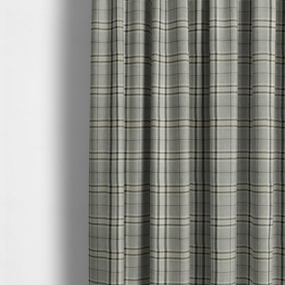 Barlow Tweed Textured Check Tartan Silver Grey Furnishing Upholstery Fabric - Made To Measure Curtains