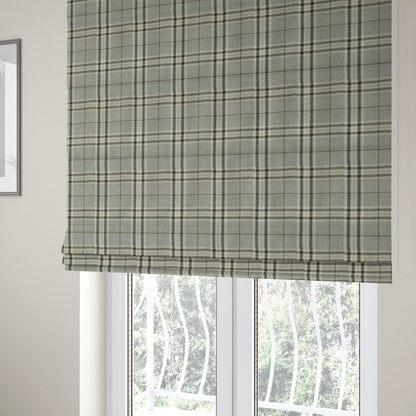 Barlow Tweed Textured Check Tartan Silver Grey Furnishing Upholstery Fabric - Roman Blinds