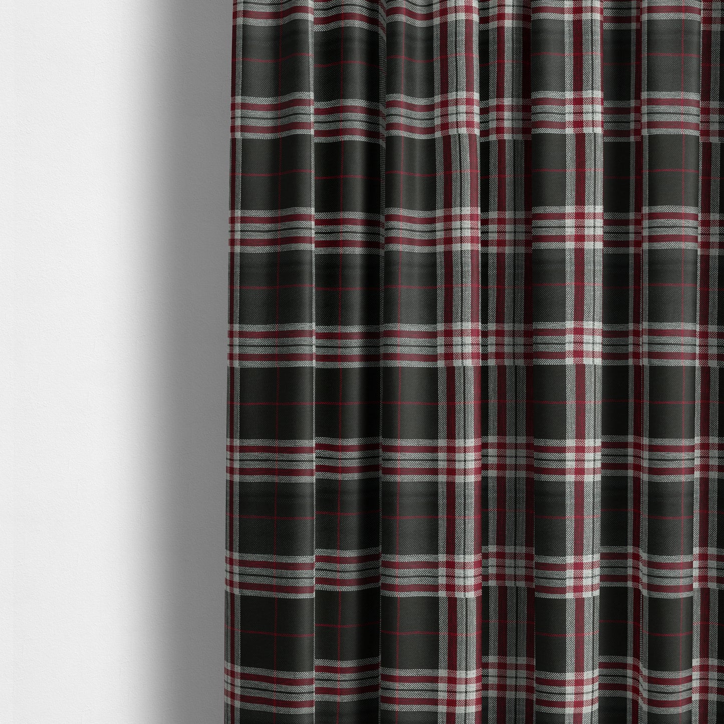 Barlow Tweed Textured Check Tartan Black Furnishing Upholstery Fabric - Made To Measure Curtains