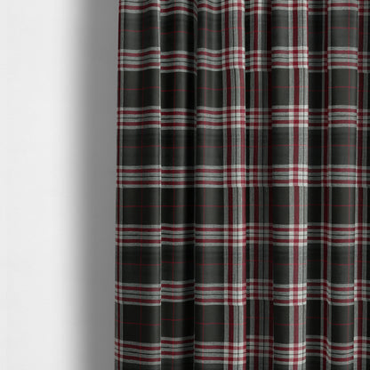 Barlow Tweed Textured Check Tartan Black Furnishing Upholstery Fabric - Made To Measure Curtains