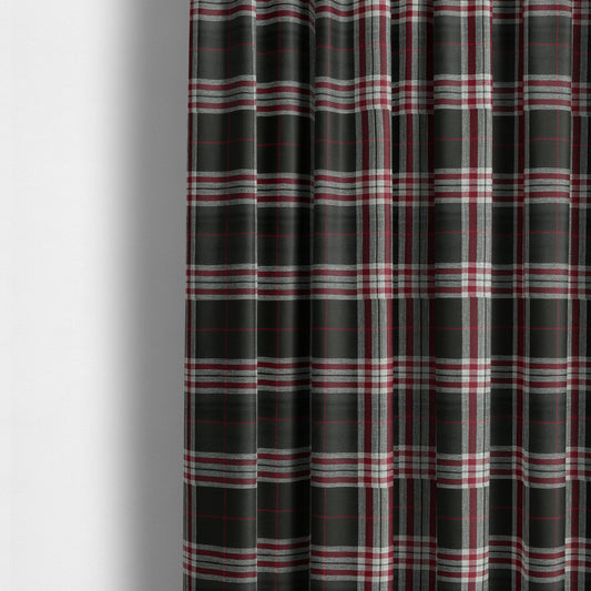 Barlow Tweed Textured Check Tartan Black Furnishing Upholstery Fabric - Made To Measure Curtains