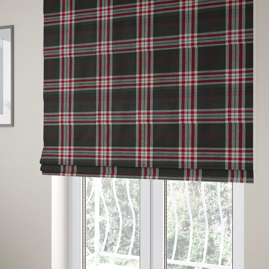 Barlow Tweed Textured Check Tartan Black Furnishing Upholstery Fabric - Roman Blinds