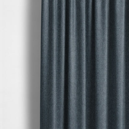 Beaumont Textured Hard Wearing Basket Weave Material Denim Blue Coloured Furnishing Upholstery Fabric - Made To Measure Curtains