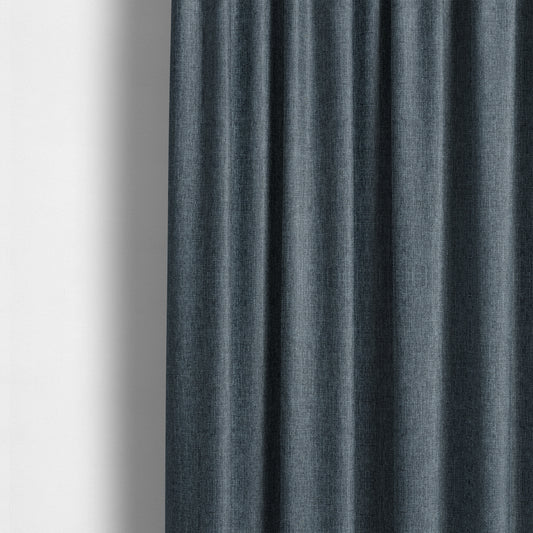 Beaumont Textured Hard Wearing Basket Weave Material Denim Blue Coloured Furnishing Upholstery Fabric - Made To Measure Curtains