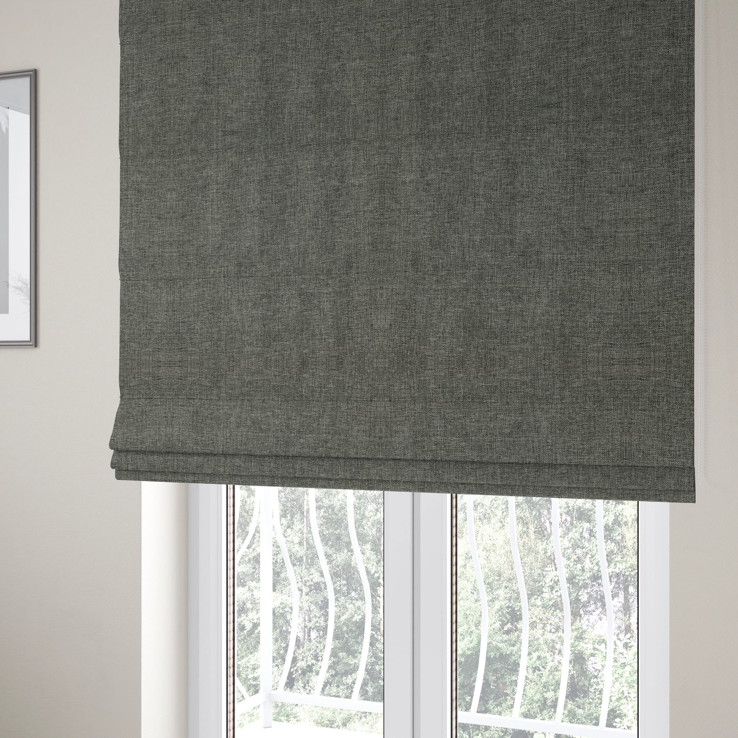 Beaumont Textured Hard Wearing Basket Weave Material Grey Coloured Furnishing Upholstery Fabric - Roman Blinds