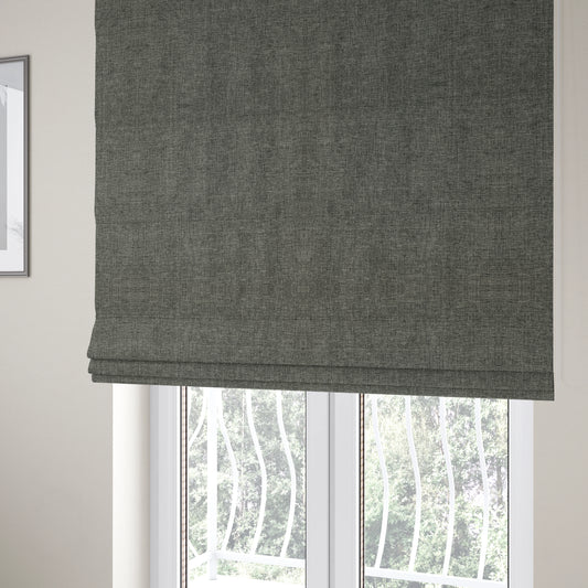 Beaumont Textured Hard Wearing Basket Weave Material Grey Coloured Furnishing Upholstery Fabric - Roman Blinds