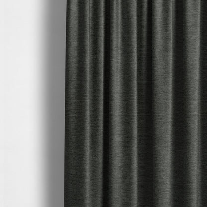 Beaumont Textured Hard Wearing Basket Weave Material Black Charcoal Coloured Furnishing Upholstery Fabric - Made To Measure Curtains