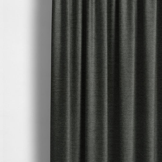 Beaumont Textured Hard Wearing Basket Weave Material Black Charcoal Coloured Furnishing Upholstery Fabric - Made To Measure Curtains