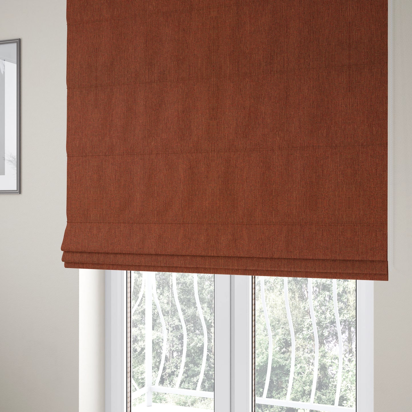 Beaumont Textured Hard Wearing Basket Weave Material Orange Coloured Furnishing Upholstery Fabric - Roman Blinds