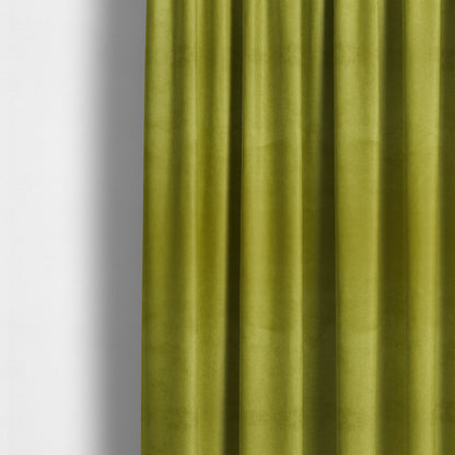 Bellevue Brushed Chenille Flat Weave Plain Upholstery Fabric In Lime Green - Made To Measure Curtains