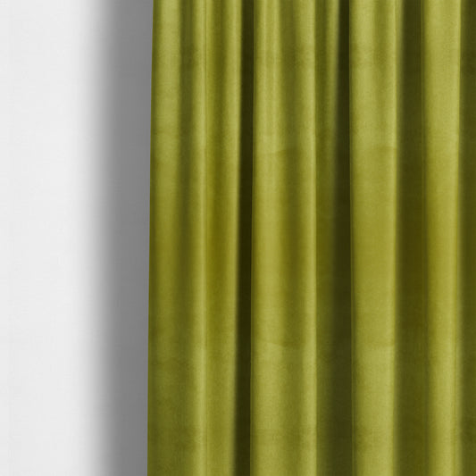 Bellevue Brushed Chenille Flat Weave Plain Upholstery Fabric In Lime Green - Made To Measure Curtains