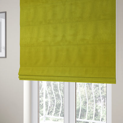 Bellevue Brushed Chenille Flat Weave Plain Upholstery Fabric In Lime Green - Roman Blinds