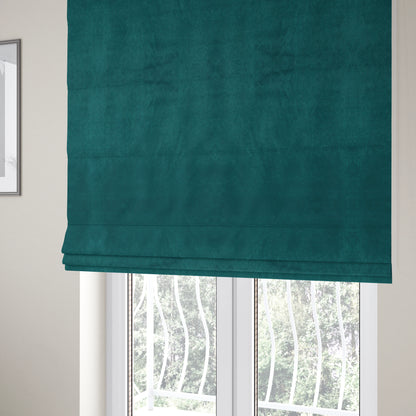 Bellevue Brushed Chenille Flat Weave Plain Upholstery Fabric In Teal - Roman Blinds