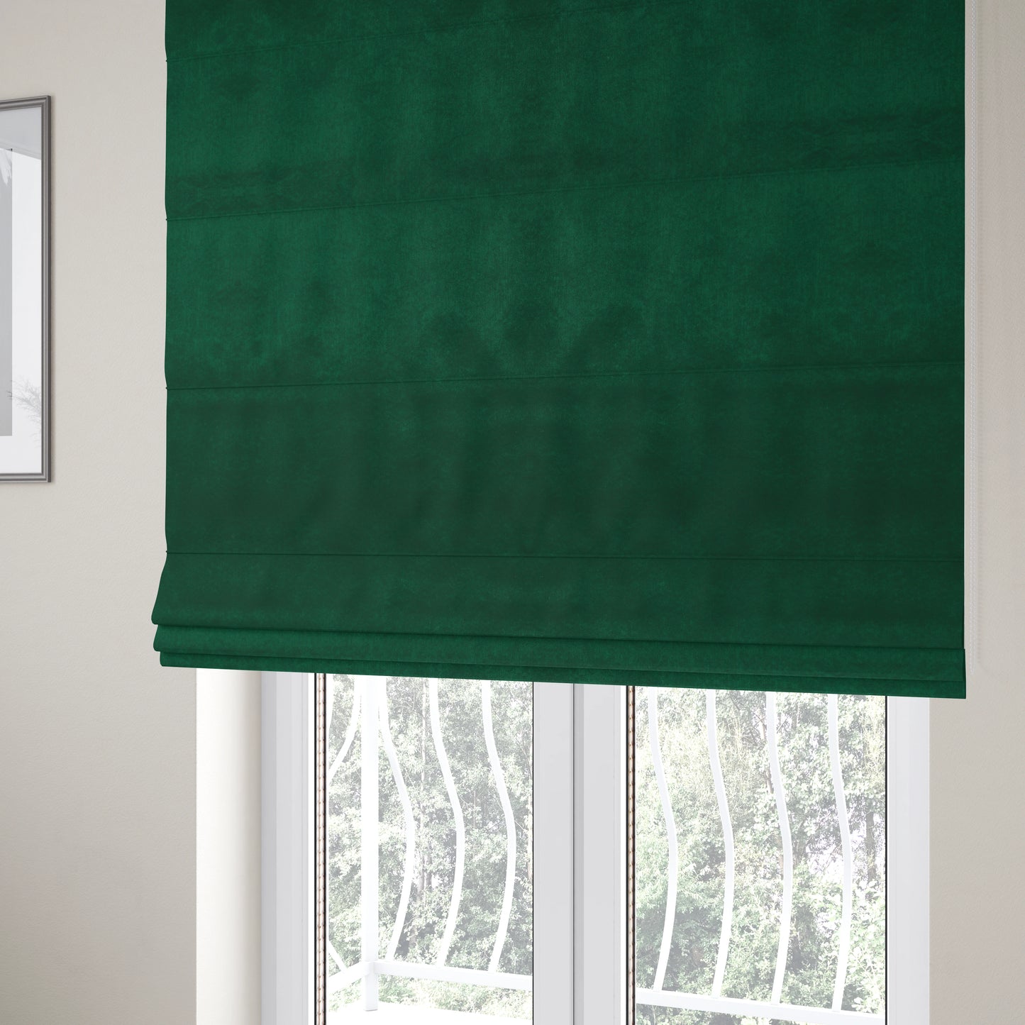 Bellevue Brushed Chenille Flat Weave Plain Upholstery Fabric In Dark Green - Roman Blinds