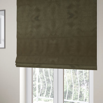 Bellevue Brushed Chenille Flat Weave Plain Upholstery Fabric In Brown - Roman Blinds