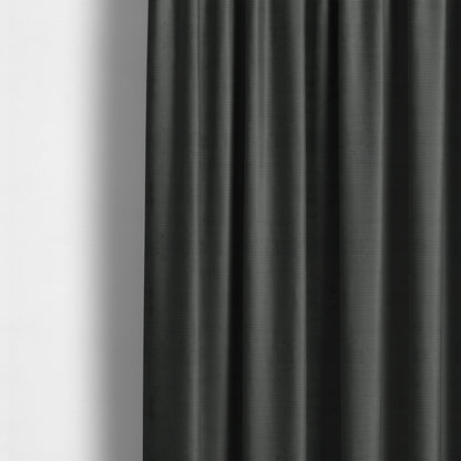 Bhopal Soft Textured Black Coloured Plain Velour Pile Upholstery Fabric - Made To Measure Curtains