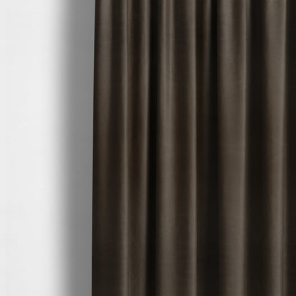 Bhopal Soft Textured Brown Coloured Plain Velour Pile Upholstery Fabric - Made To Measure Curtains