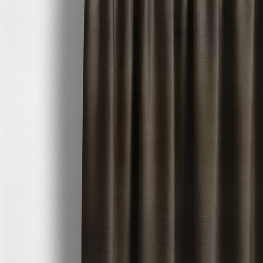 Bhopal Soft Textured Brown Coloured Plain Velour Pile Upholstery Fabric - Made To Measure Curtains