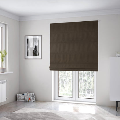 Bhopal Soft Textured Brown Coloured Plain Velour Pile Upholstery Fabric - Roman Blinds