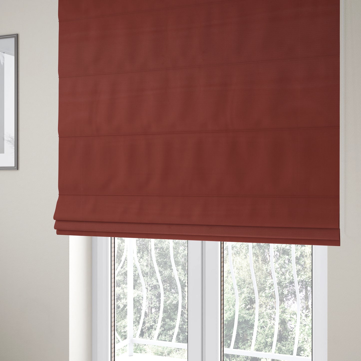 Bhopal Soft Textured Ruby Red Pink Coloured Plain Velour Pile Upholstery Fabric - Roman Blinds