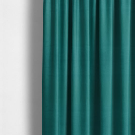 Bhopal Soft Textured Teal Coloured Plain Velour Pile Upholstery Fabric - Made To Measure Curtains