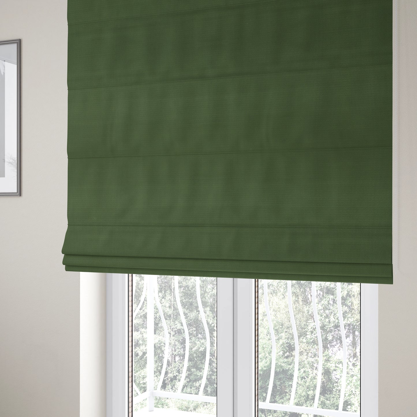 Bhopal Soft Textured Army Green Coloured Plain Velour Pile Upholstery Fabric - Roman Blinds